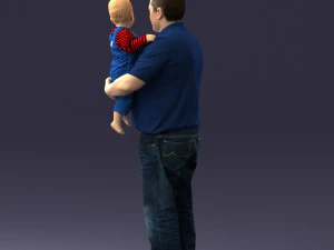 000466 Отец держит ребенка 3D Модель