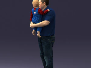 000466 Отец держит ребенка 3D Модель