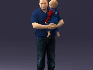 000466 Отец держит ребенка 3D Модель