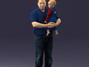 000466 Отец держит ребенка 3D Модель