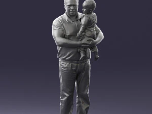 000466 Отец держит ребенка 3D Модель