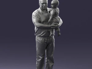 000466 Отец держит ребенка 3D Модель