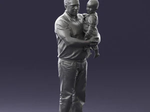 000466 Отец держит ребенка 3D Модель