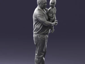 000466 Отец держит ребенка 3D Модель