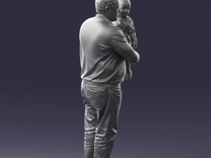 000466 Отец держит ребенка 3D Модель