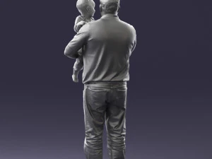 000466 Отец держит ребенка 3D Модель
