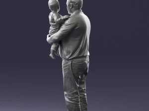 000466 Отец держит ребенка 3D Модель