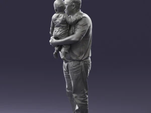 000466 Отец держит ребенка 3D Модель