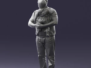 000466 Отец держит ребенка 3D Модель