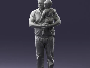 000466 Отец держит ребенка 3D Модель