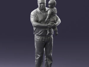 000466 Отец держит ребенка 3D Модель