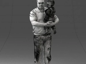 000466 Отец держит ребенка 3D Модель