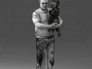 000466 Отец держит ребенка 3D Модель