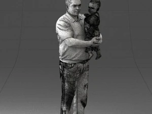 000466 Отец держит ребенка 3D Модель