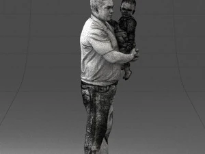 000466 Отец держит ребенка 3D Модель