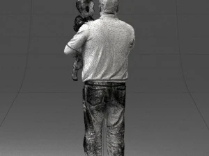 000466 Отец держит ребенка 3D Модель