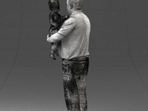 000466 Отец держит ребенка 3D Модель