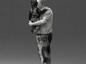 000466 Отец держит ребенка 3D Модель
