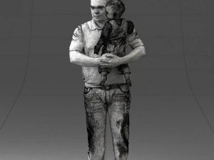 000466 Отец держит ребенка 3D Модель
