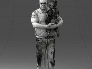000466 Отец держит ребенка 3D Модель