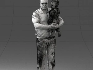 000466 Отец держит ребенка 3D Модель