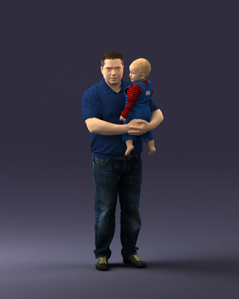 000466 Father Holding Baby 3dp 3D Print Model .c4d .max .obj .3ds .fbx .stl .blend 