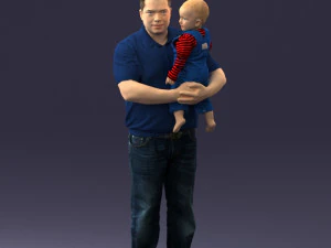 000466 Отец держит ребенка 3дп 3D Принт Модель