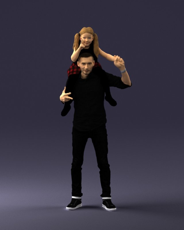 man with girl 0137 3D Model .c4d .max .obj .3ds .fbx .stl .blend 