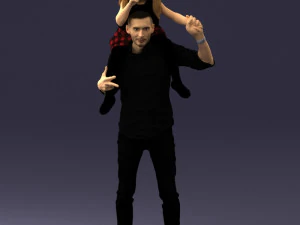 000471 Pai carregando filha Modelo 3D