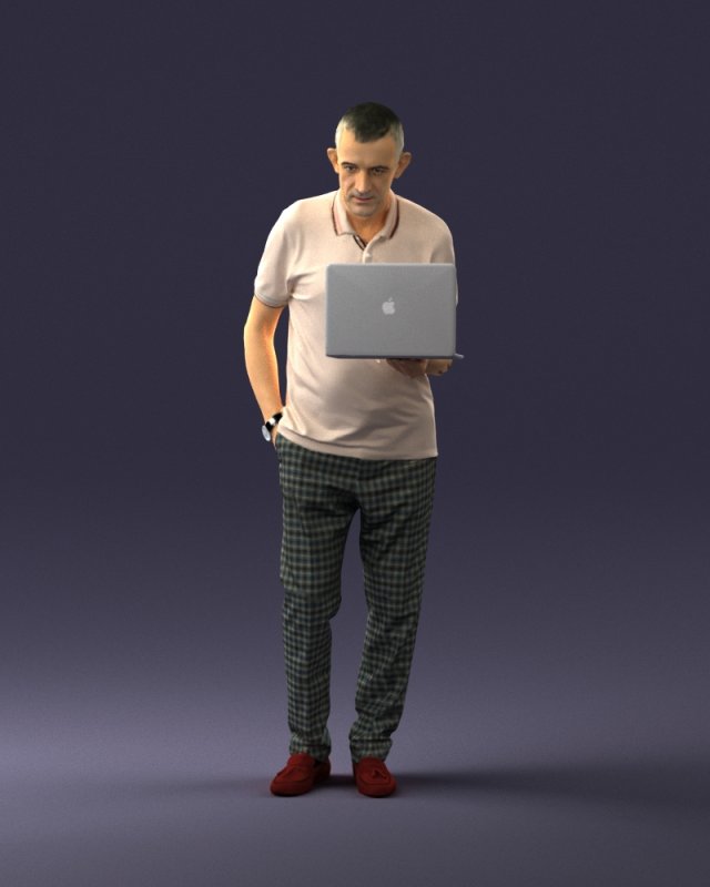 man with laptop 0138 3D Model .c4d .max .obj .3ds .fbx .stl .blend 