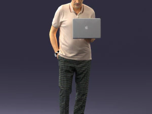 000472 Man Working on Laptop 3D Model