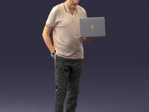 000472 Man Working on Laptop 3D Model