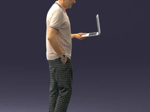 000472 Man Working on Laptop 3D Model