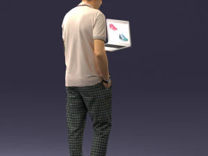 000472 Man Working on Laptop 3D Model