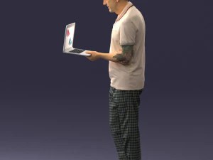 000472 Man Working on Laptop 3D Model