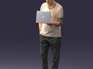 000472 Man Working on Laptop 3D Model