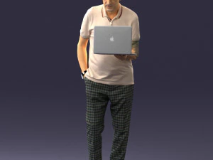 000472 Man Working on Laptop 3D Model