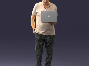 000472 Man Working on Laptop 3D Model