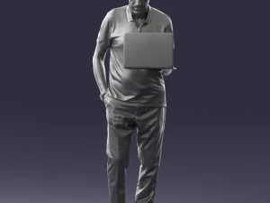 000472 Man Working on Laptop 3D Model