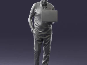 000472 Man Working on Laptop 3D Model