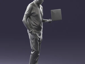 000472 Man Working on Laptop 3D Model