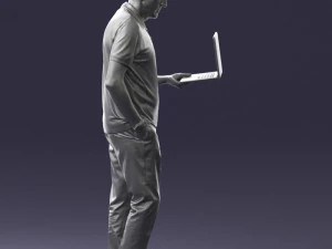 000472 Man Working on Laptop 3D Model