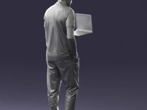000472 Man Working on Laptop 3D Model