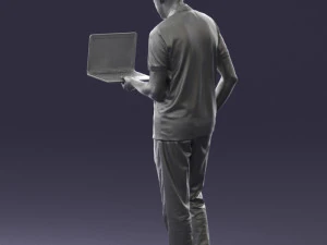 000472 Man Working on Laptop 3D Model