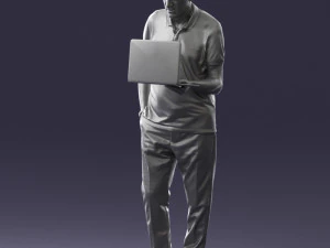 000472 Man Working on Laptop 3D Model