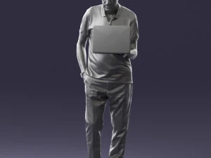 000472 Man Working on Laptop 3D Model