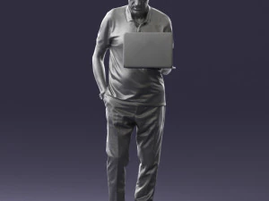 000472 Man Working on Laptop 3D Model