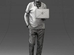 000472 Man Working on Laptop 3D Model