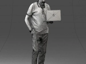 000472 Man Working on Laptop 3D Model