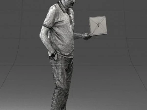 000472 Man Working on Laptop 3D Model